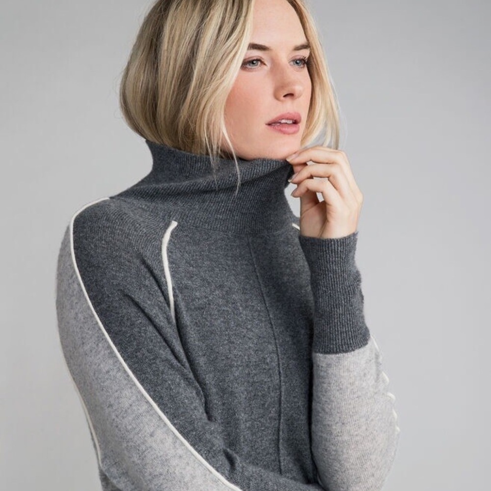 Vineyard Vines Colorblock Turtle Neck Gray Turtleneck Sweater XS, EUC